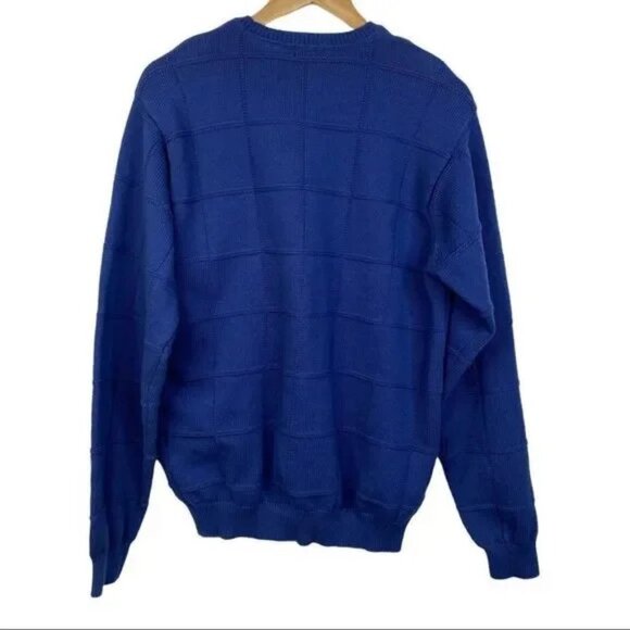 IZOD MEN'S BLUE KNIT LONG SLEEVE PULL-OVER SWEATER SIZE LARGE-EUC - Picture 3 of 5